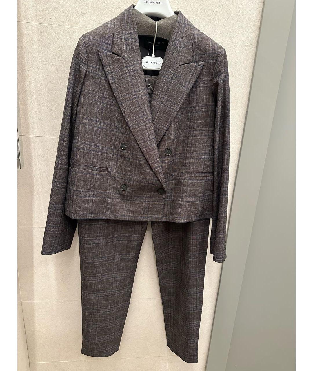 FABIANA FILIPPI Антрацитовый шерстяной костюм с брюками, фото 5