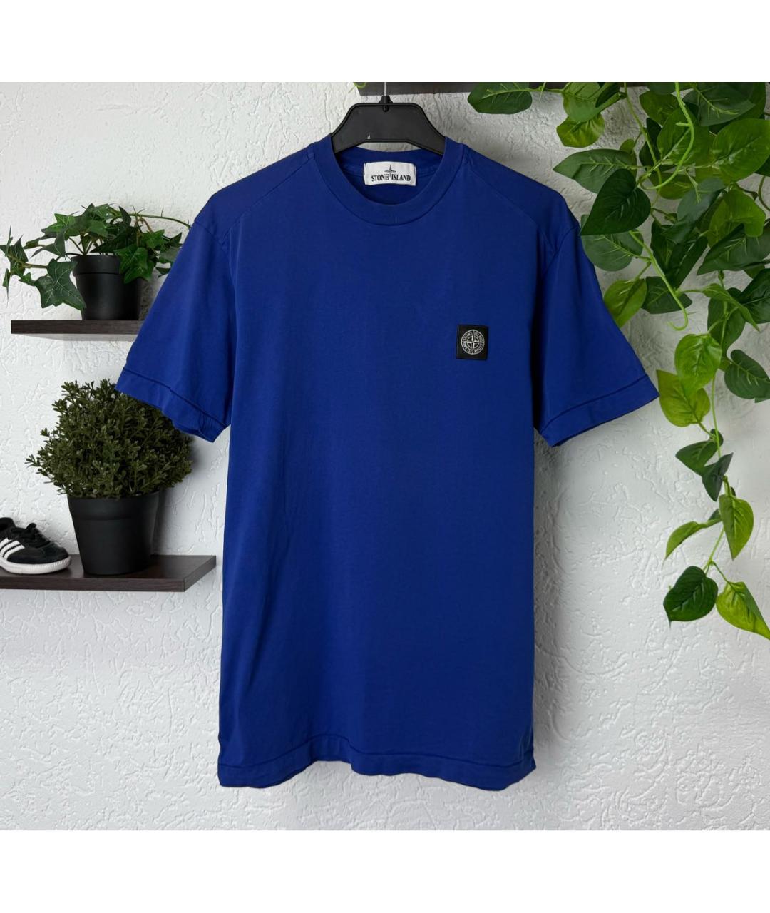 STONE ISLAND Темно-синяя хлопковая футболка, фото 5