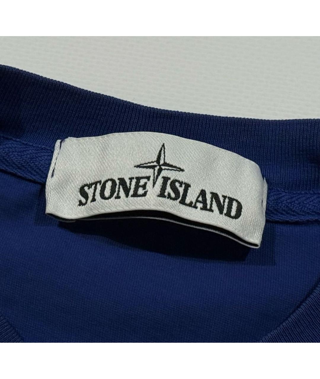 STONE ISLAND Темно-синяя хлопковая футболка, фото 4