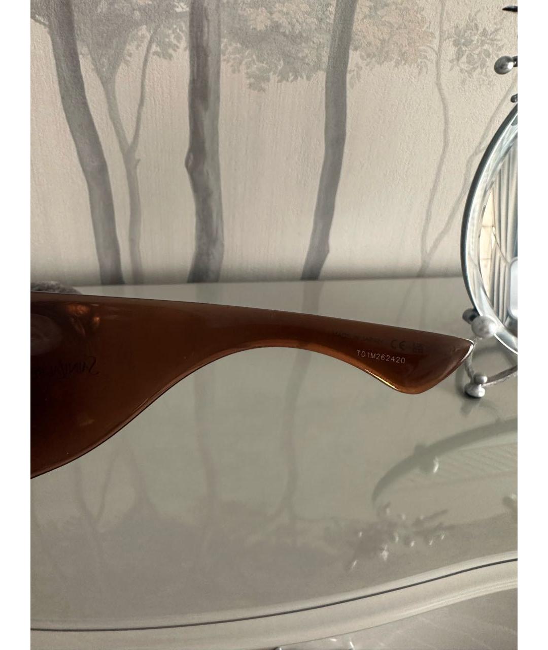 SAINT LAURENT Коричневые пластиковые солнцезащитные очки, фото 6