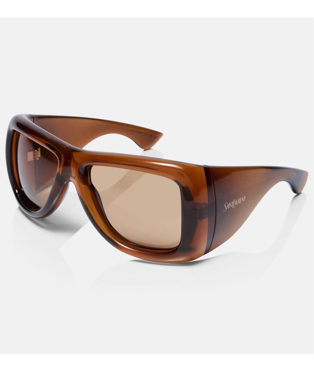 SAINT LAURENT Коричневые пластиковые солнцезащитные очки, фото 8