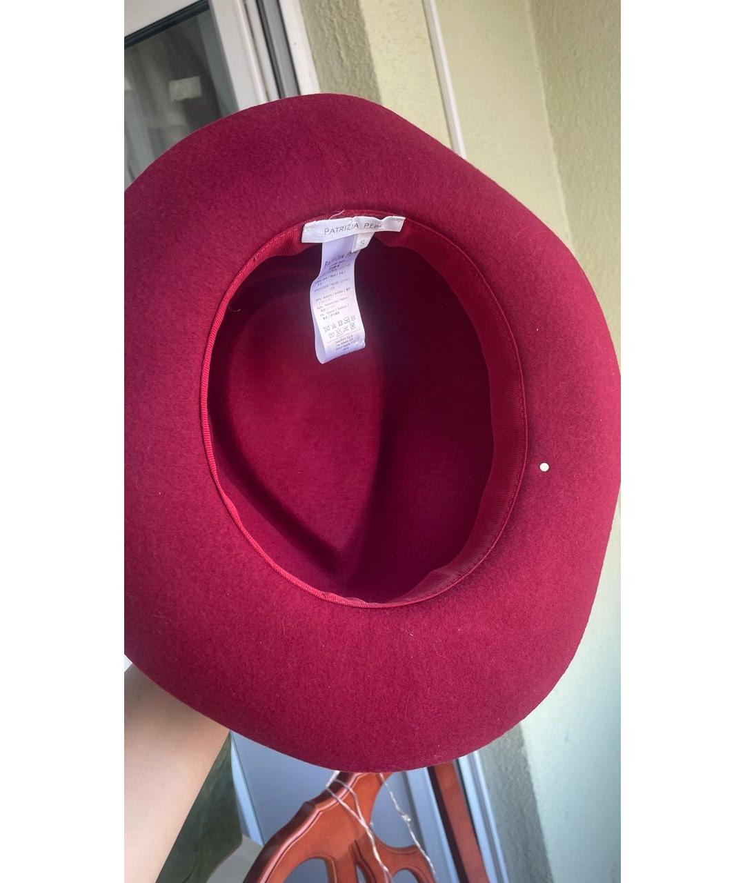 PATRIZIA PEPE Бордовая шерстяная шляпа, фото 8