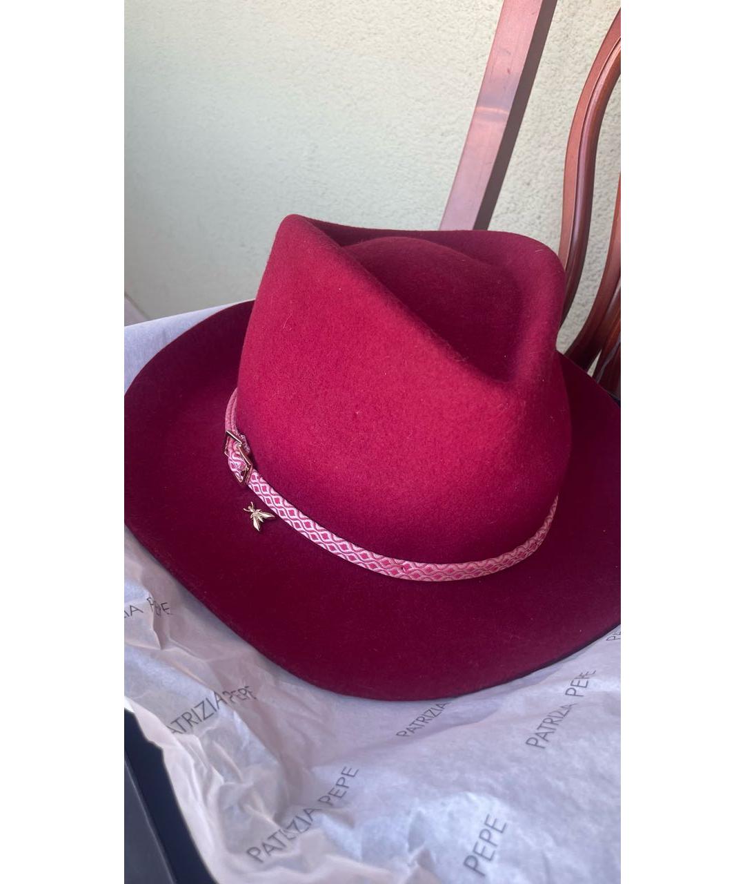 PATRIZIA PEPE Бордовая шерстяная шляпа, фото 9
