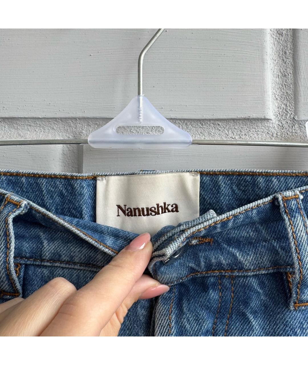 NANUSHKA Синие хлопковые прямые джинсы, фото 3