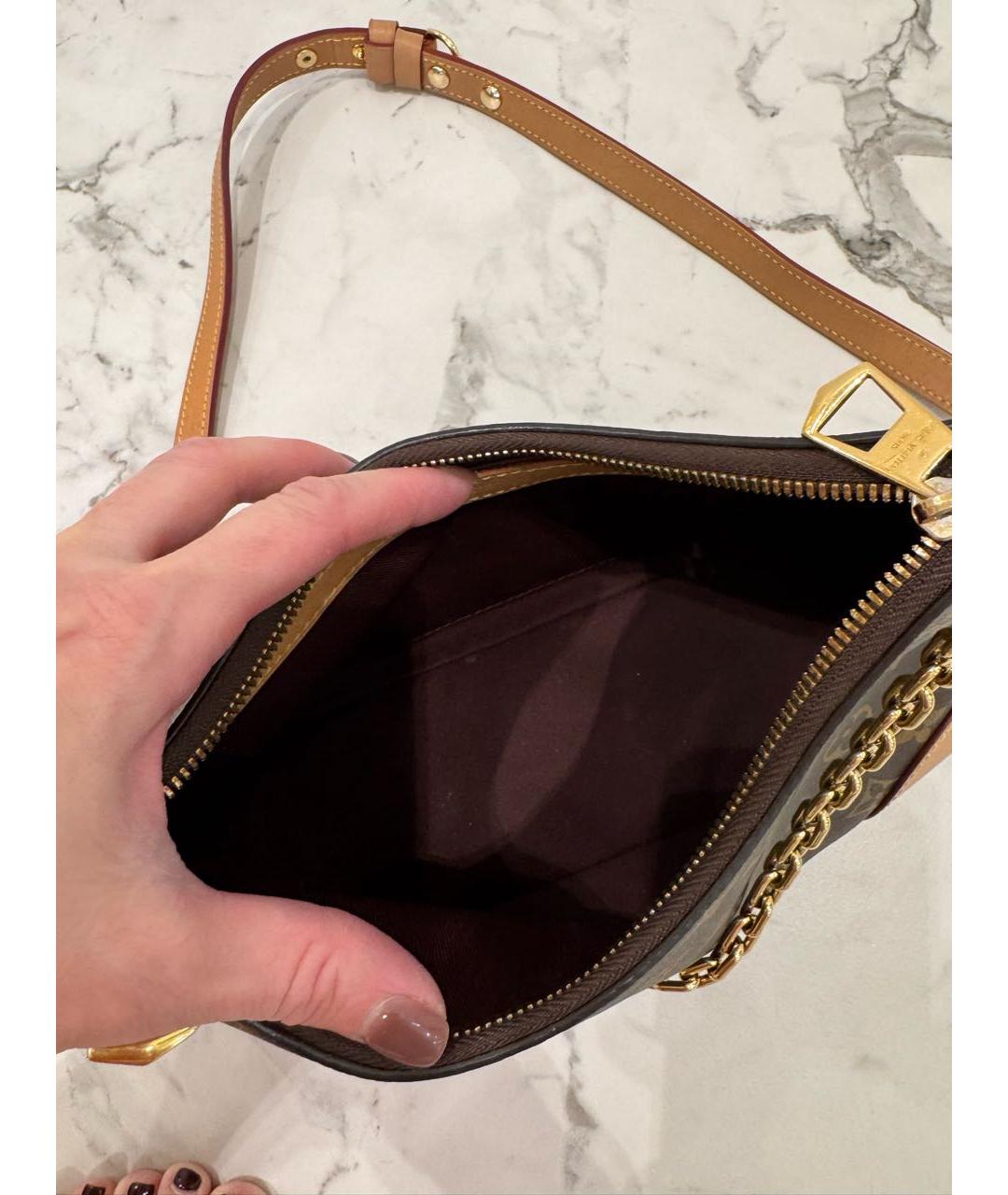 LOUIS VUITTON Коричневая кожаная сумка через плечо, фото 4