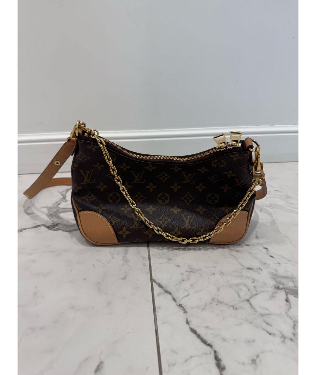 LOUIS VUITTON Коричневая кожаная сумка через плечо, фото 5