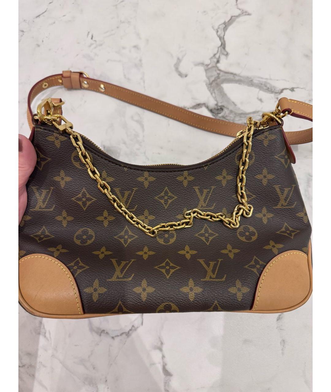 LOUIS VUITTON Коричневая кожаная сумка через плечо, фото 3