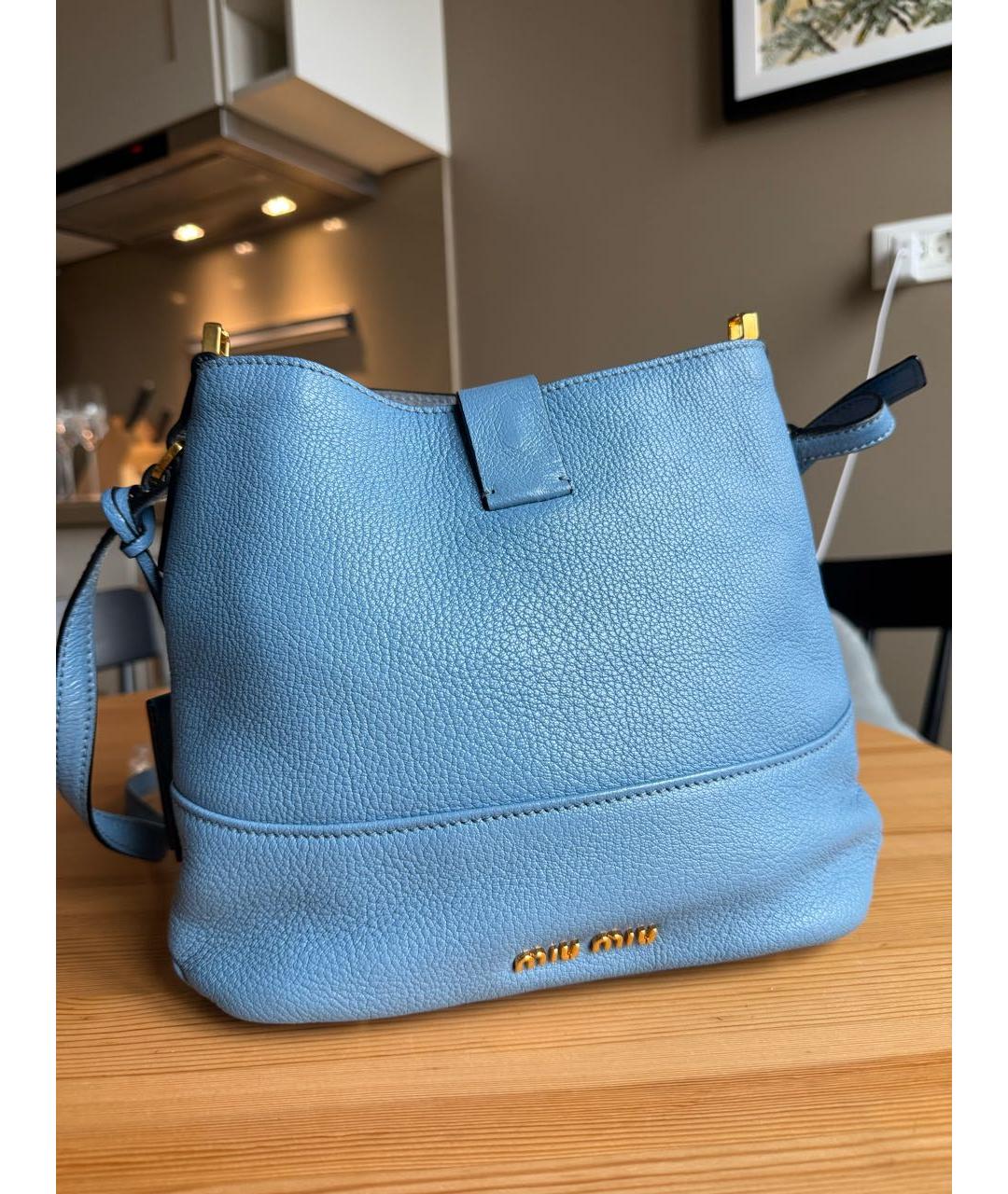 MIU MIU Голубая кожаная сумка через плечо, фото 3