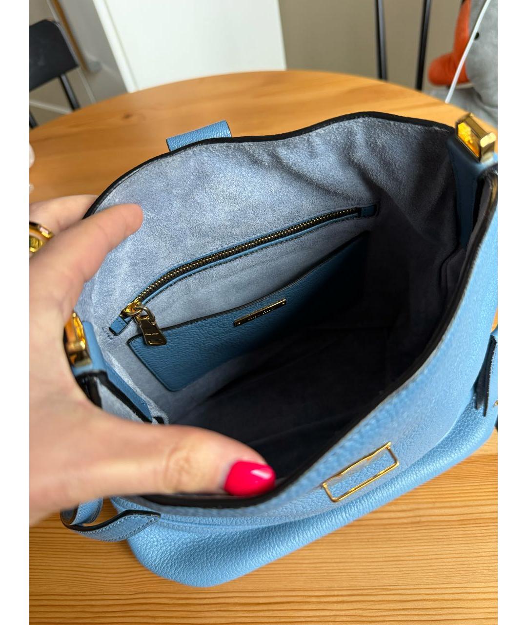 MIU MIU Голубая кожаная сумка через плечо, фото 4