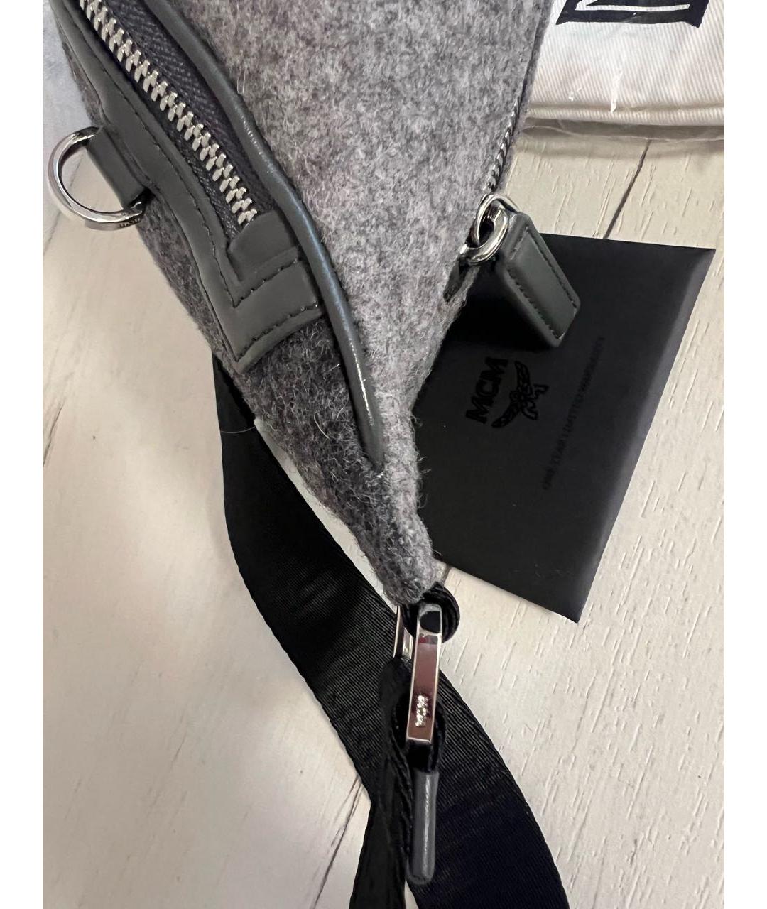 MCM Серая шерстяная поясная сумка, фото 3