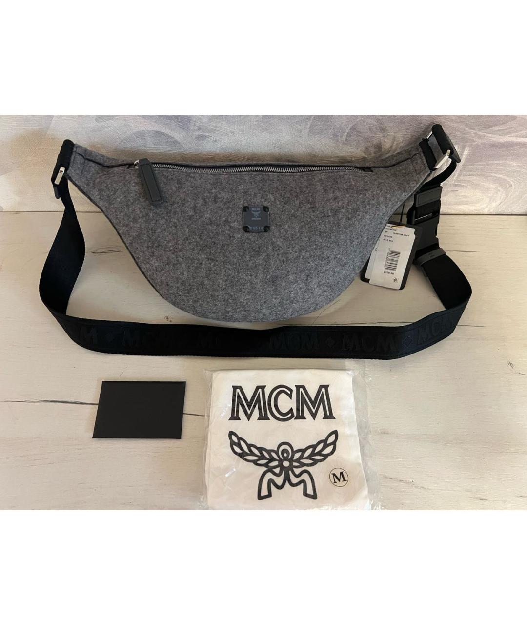 MCM Серая шерстяная поясная сумка, фото 2