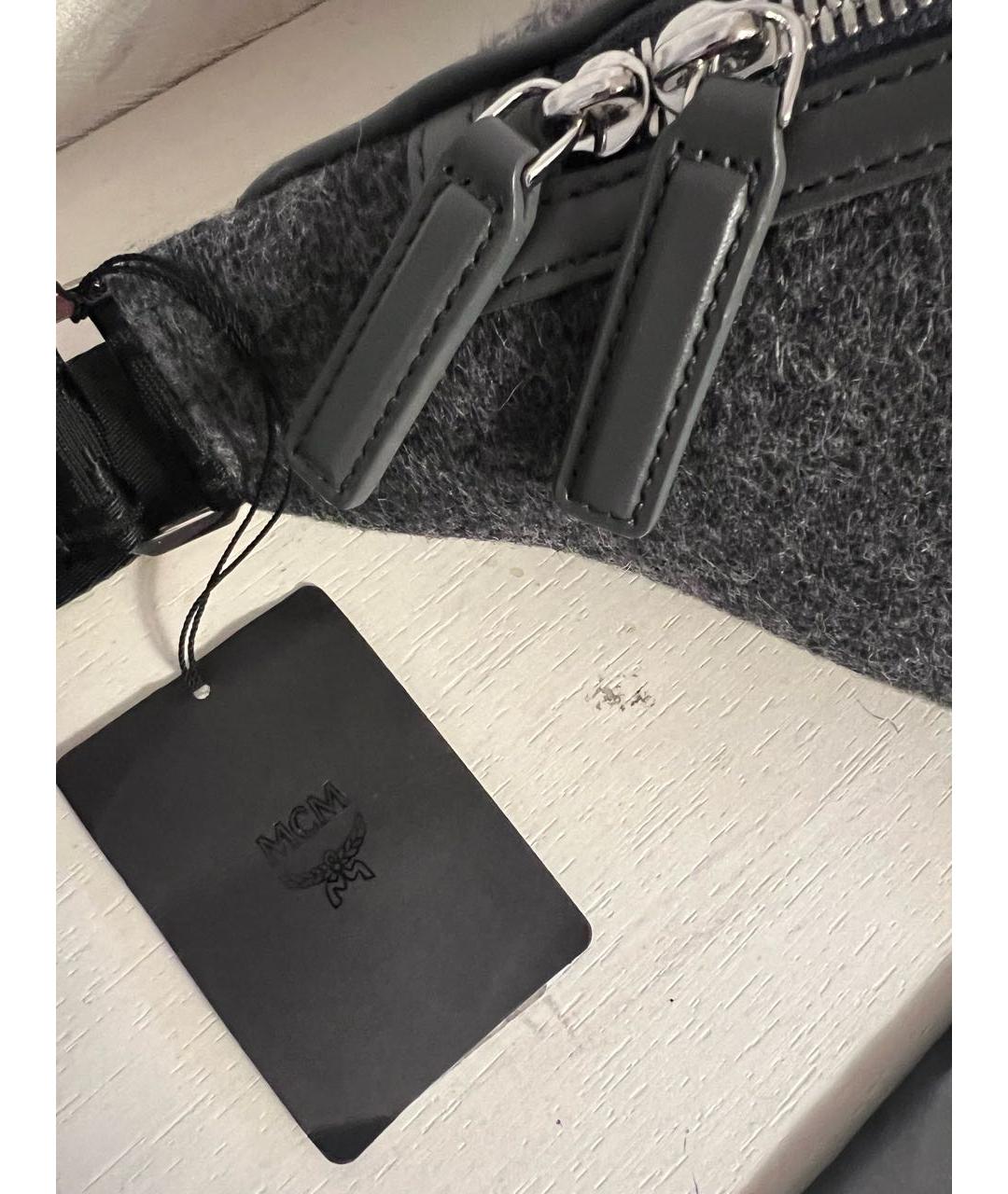 MCM Серая шерстяная поясная сумка, фото 8