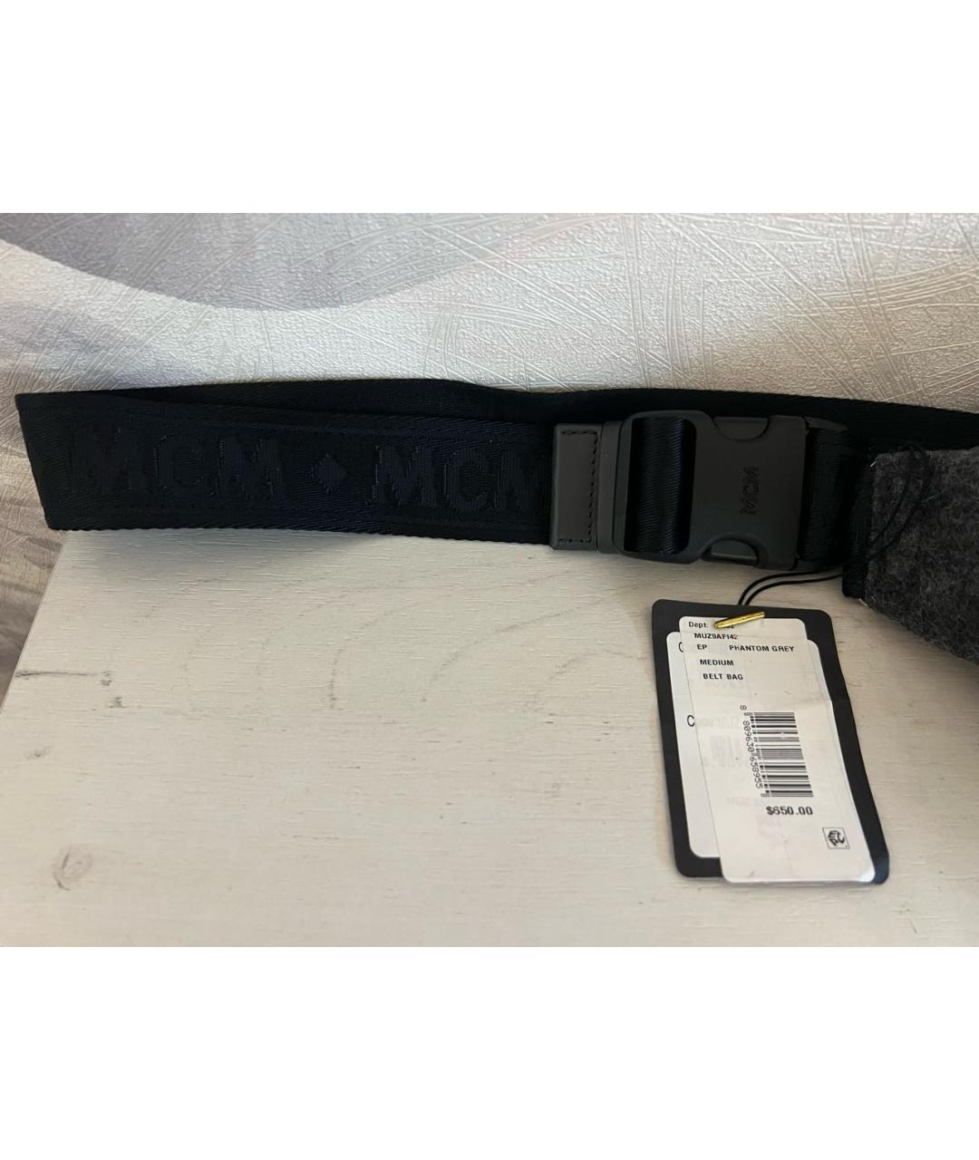 MCM Серая шерстяная поясная сумка, фото 7