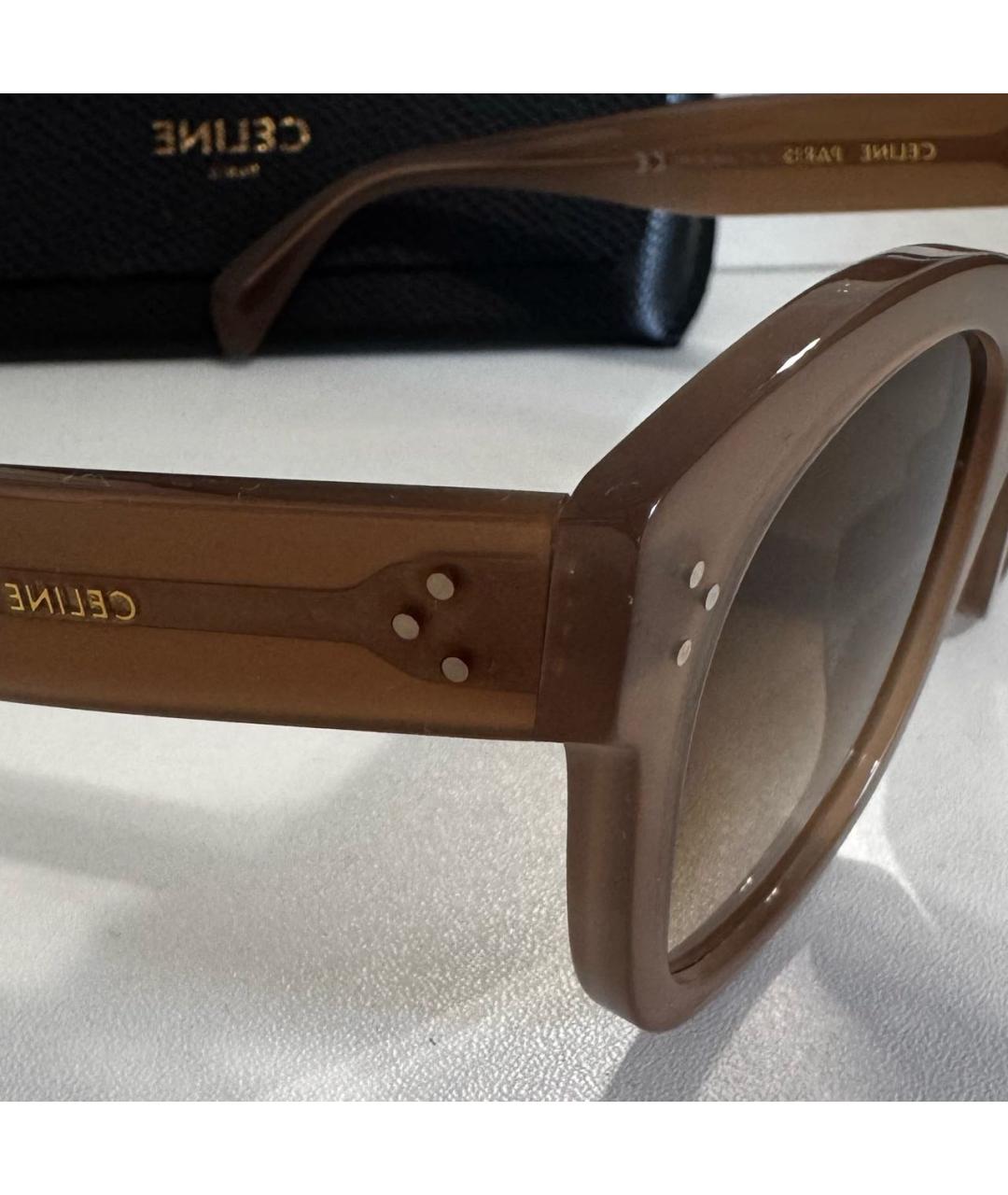 CELINE Бежевые пластиковые солнцезащитные очки, фото 3