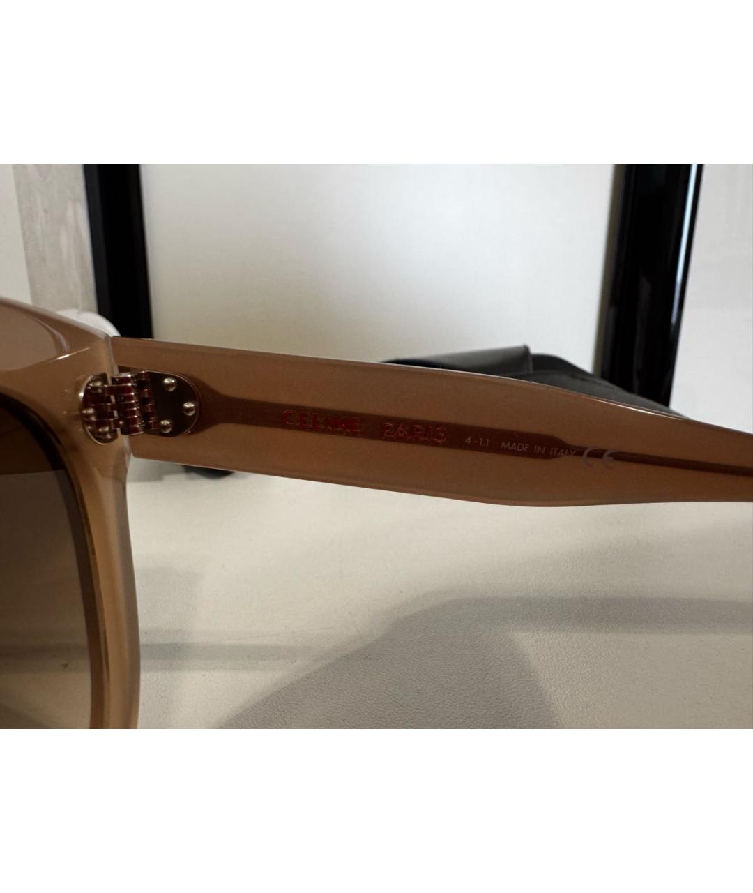 CELINE Бежевые пластиковые солнцезащитные очки, фото 6