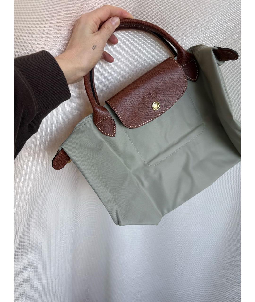 LONGCHAMP Серая сумка с короткими ручками, фото 4