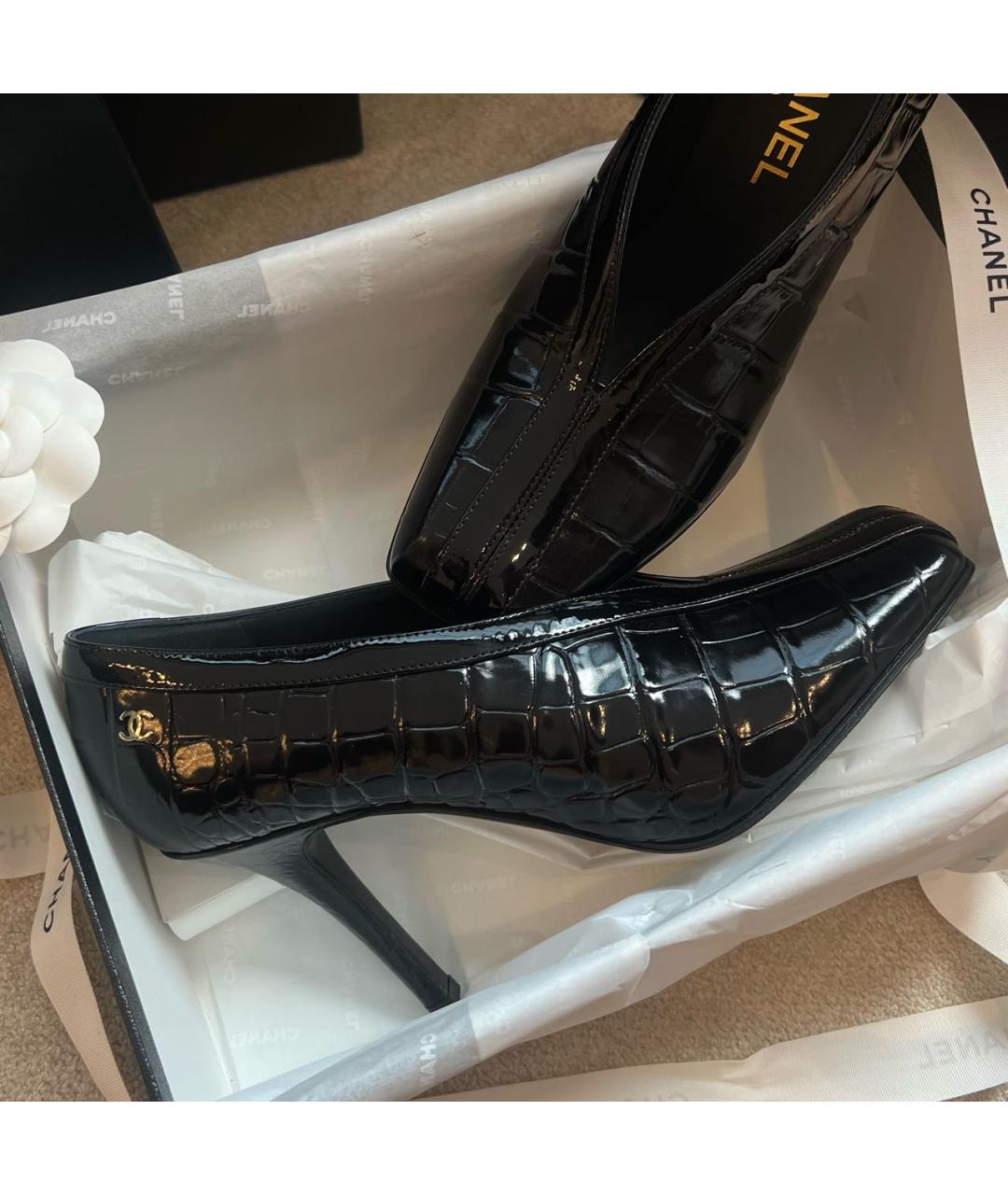 CHANEL Черные кожаные туфли, фото 2
