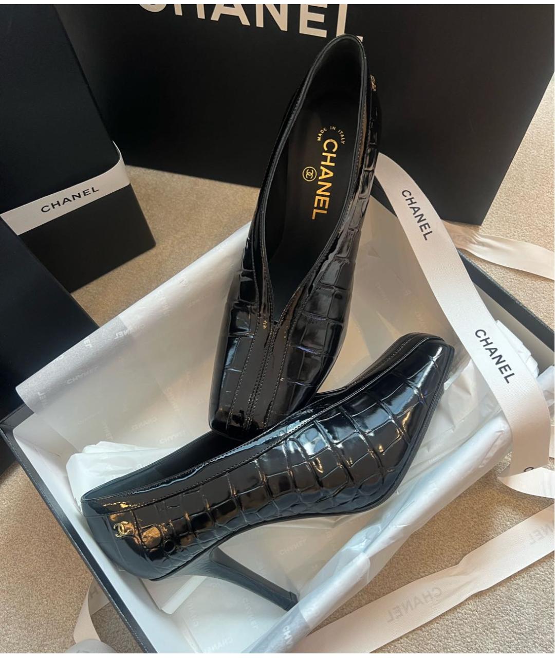 CHANEL Черные кожаные туфли, фото 3