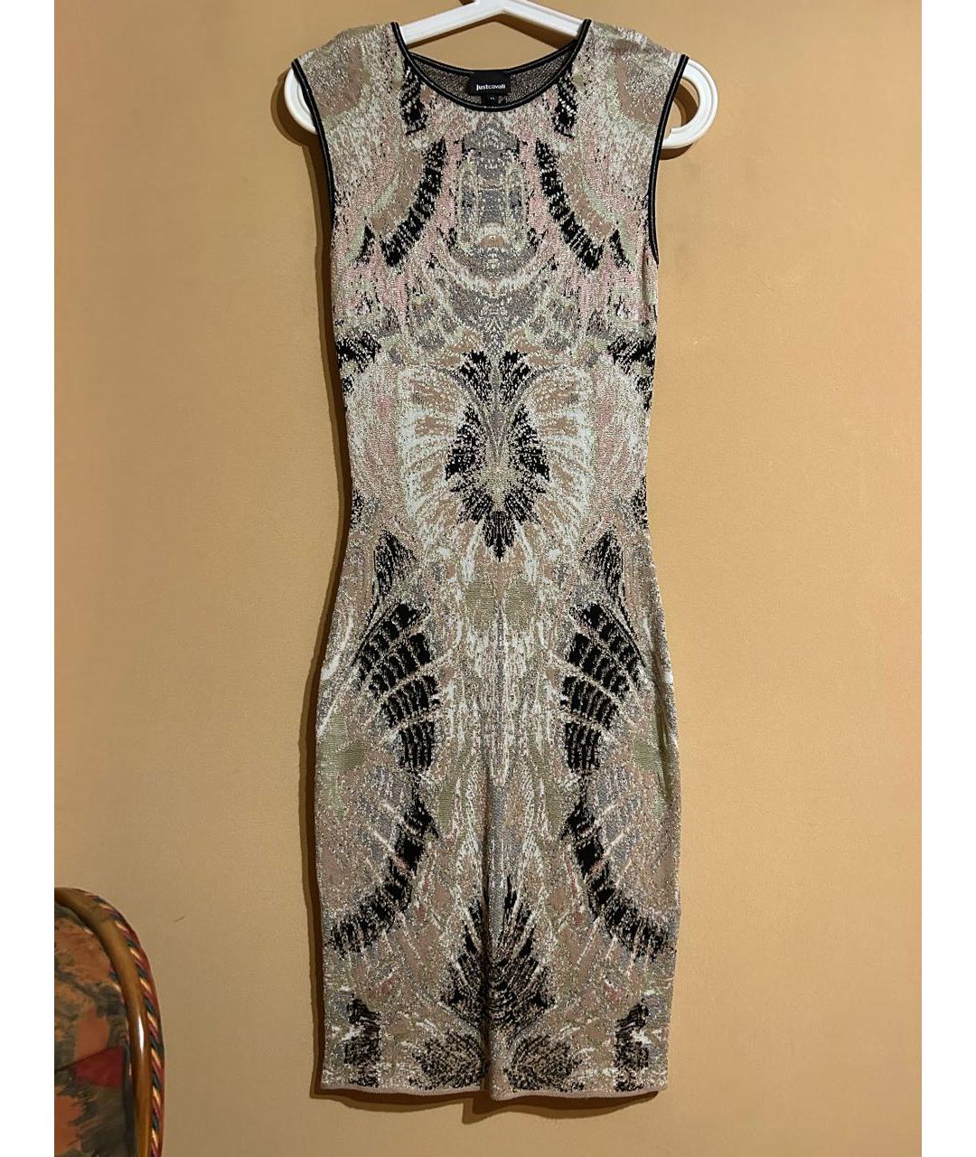 JUST CAVALLI Бежевое шелковое вечернее платье, фото 7