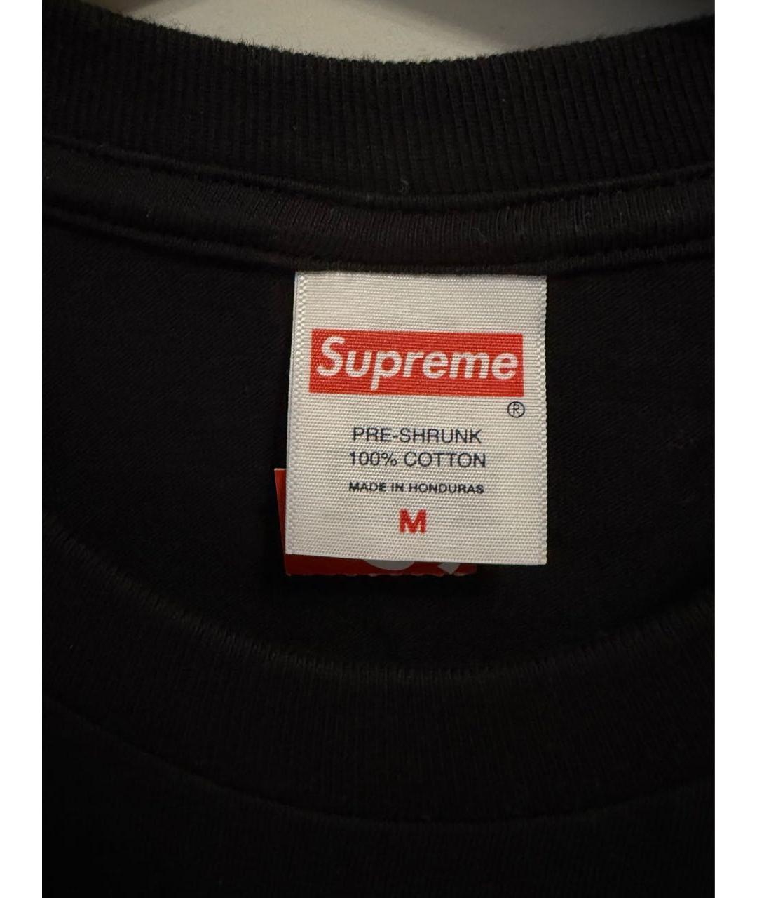 SUPREME Черная хлопковая футболка, фото 2
