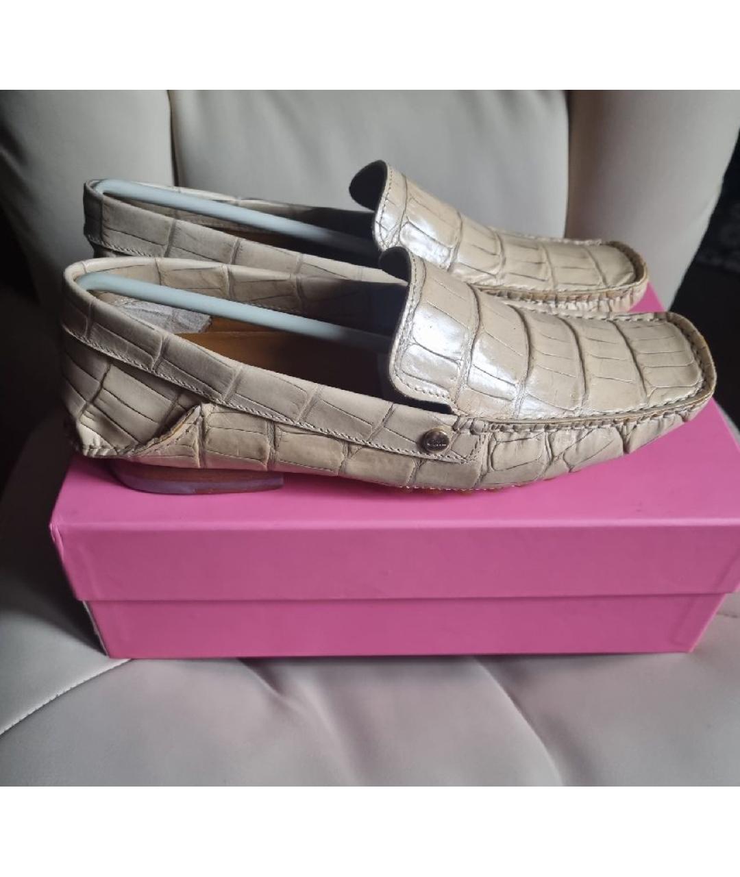 GIAN MARCO LORENZI Бежевые кожаные мокасины, фото 8