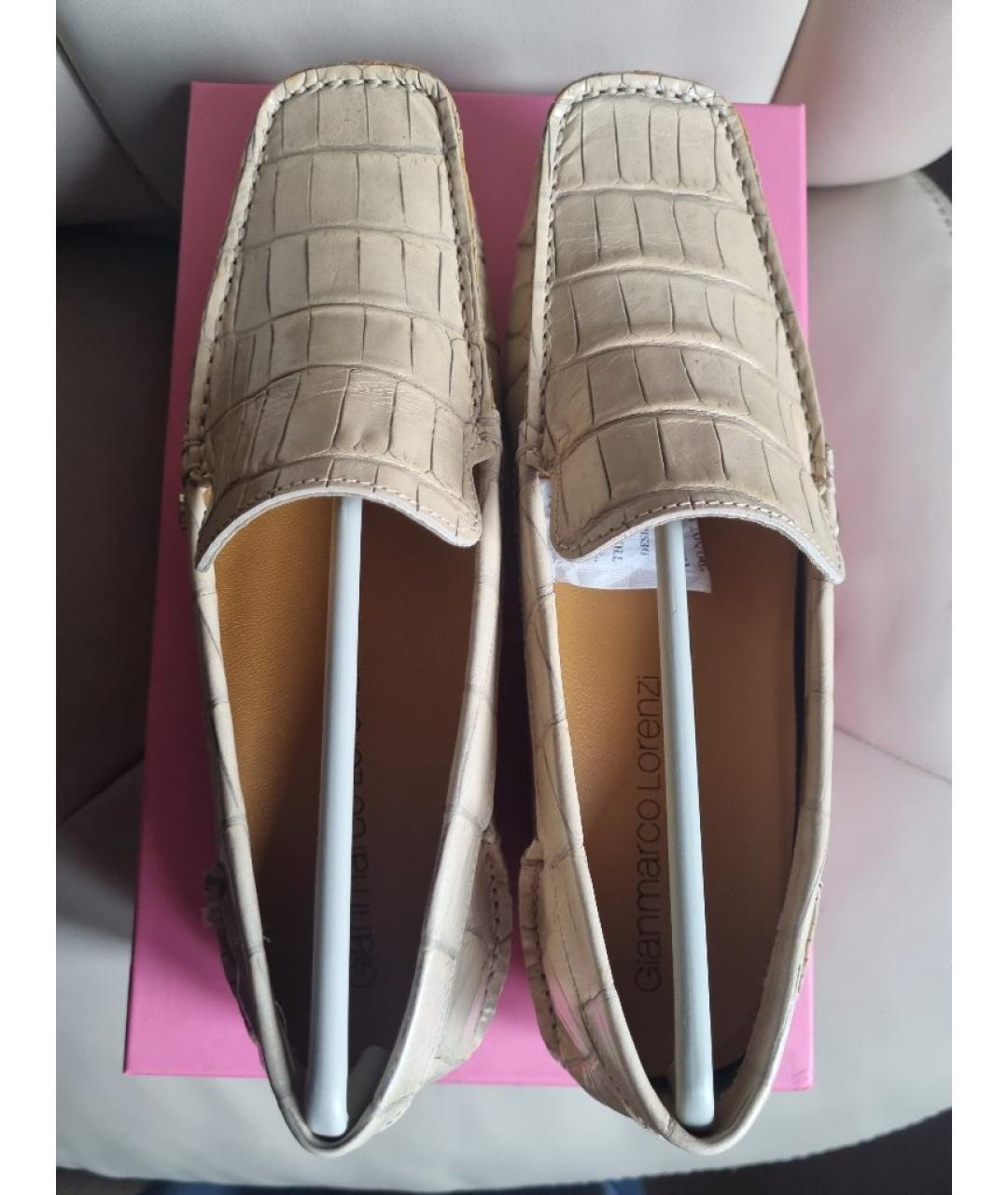 GIAN MARCO LORENZI Бежевые кожаные мокасины, фото 3