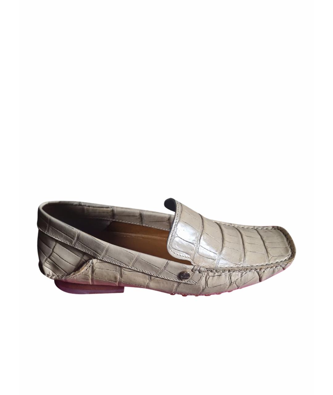 GIAN MARCO LORENZI Бежевые кожаные мокасины, фото 1