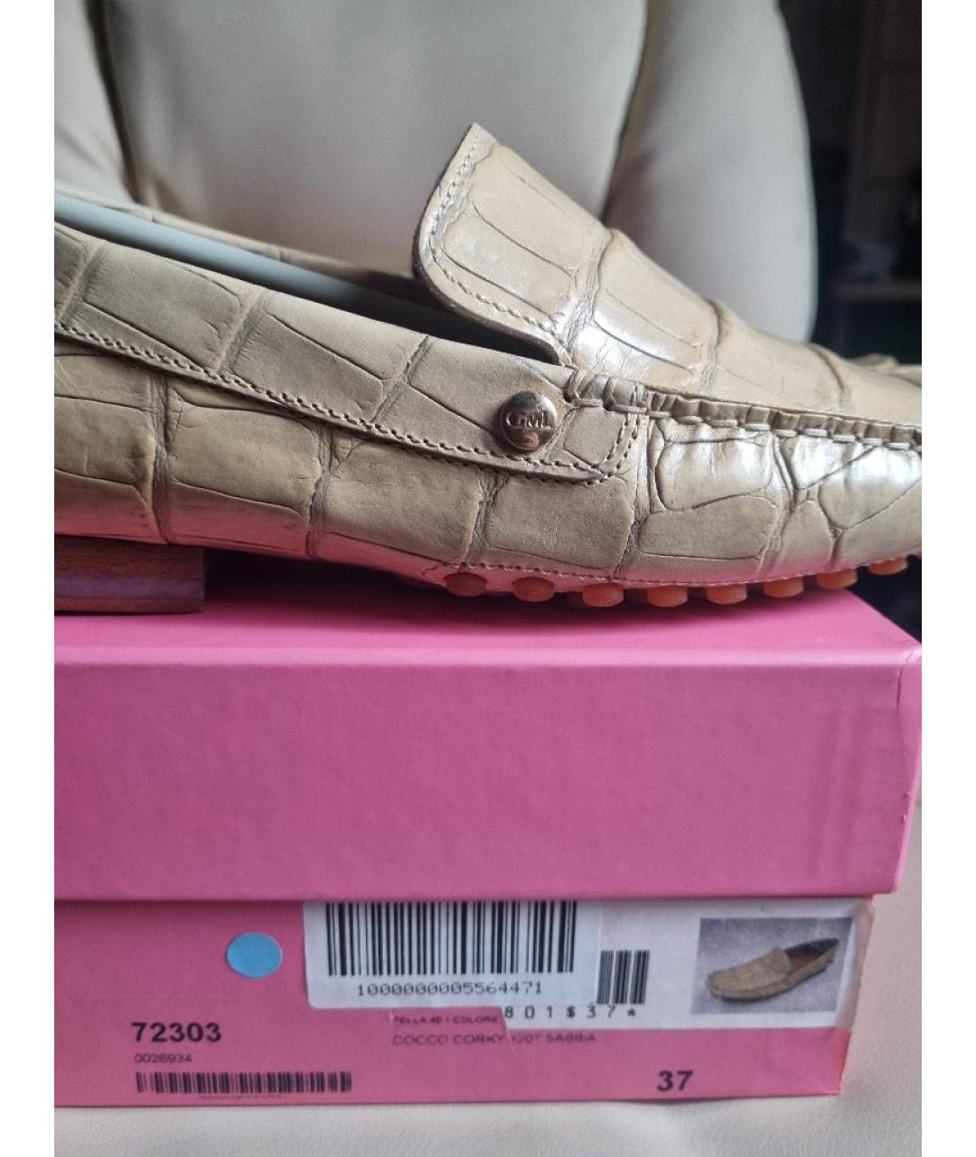 GIAN MARCO LORENZI Бежевые кожаные мокасины, фото 6