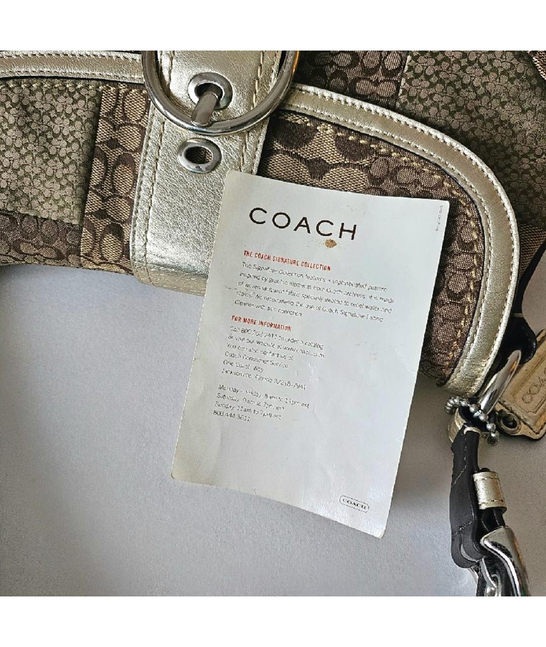 COACH Коричневая тканевая сумка через плечо, фото 6