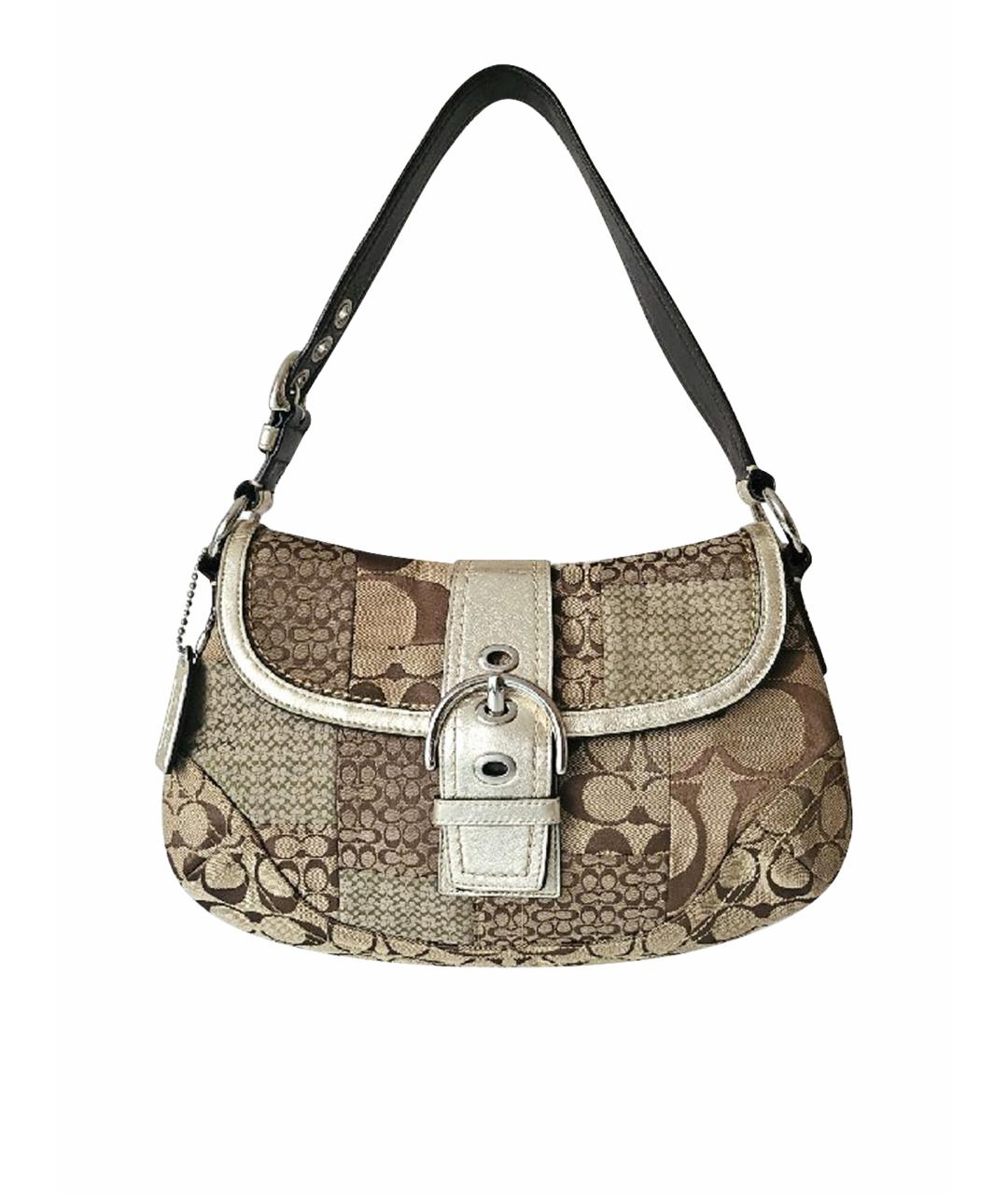 COACH Коричневая тканевая сумка через плечо, фото 1