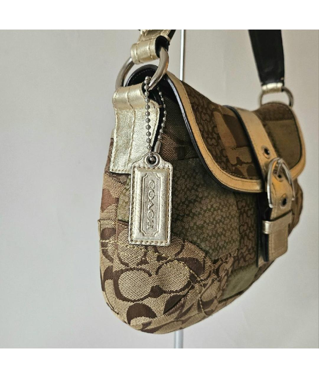 COACH Коричневая тканевая сумка через плечо, фото 4