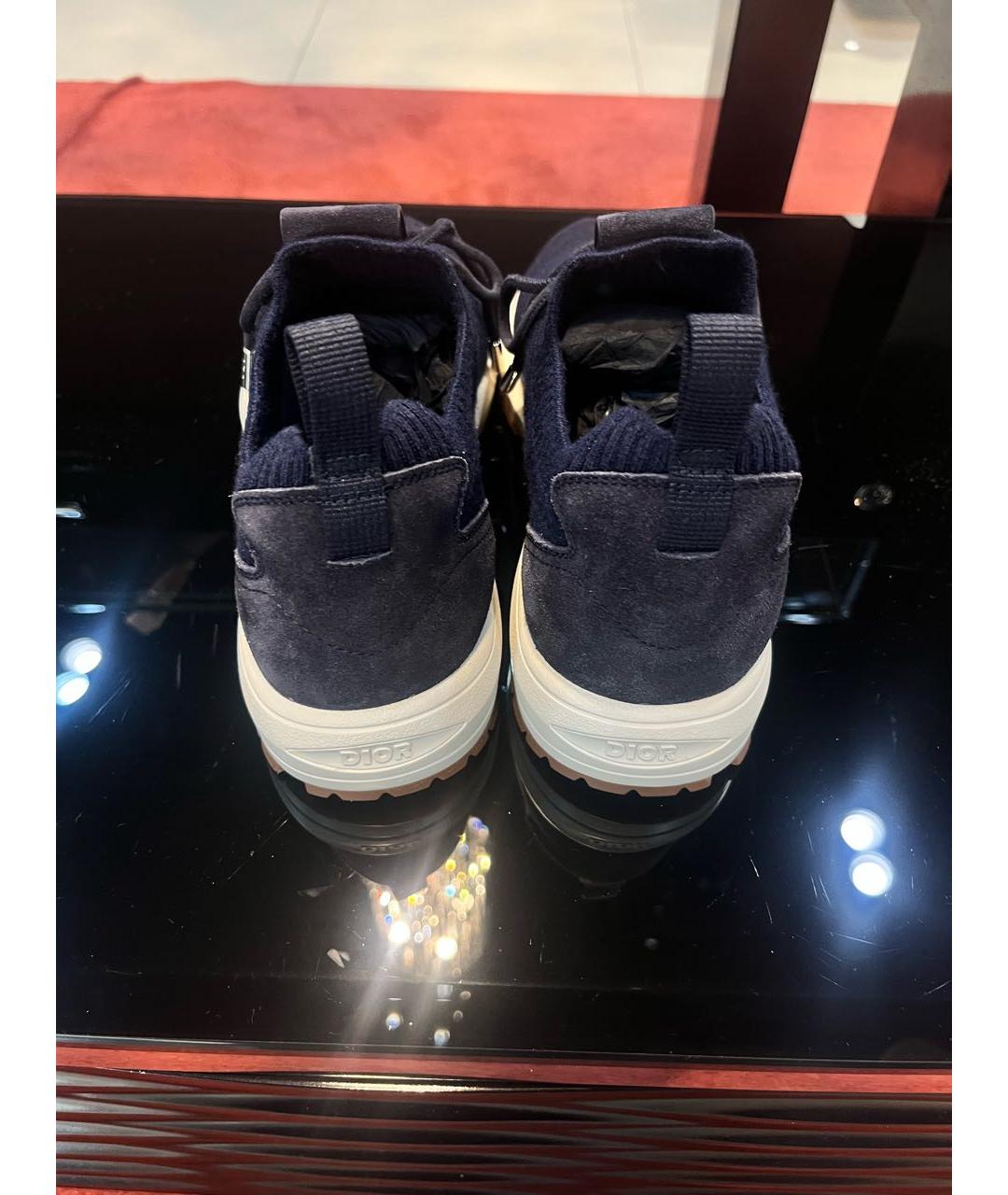 CHRISTIAN DIOR Темно-синие текстильные низкие кроссовки / кеды, фото 3
