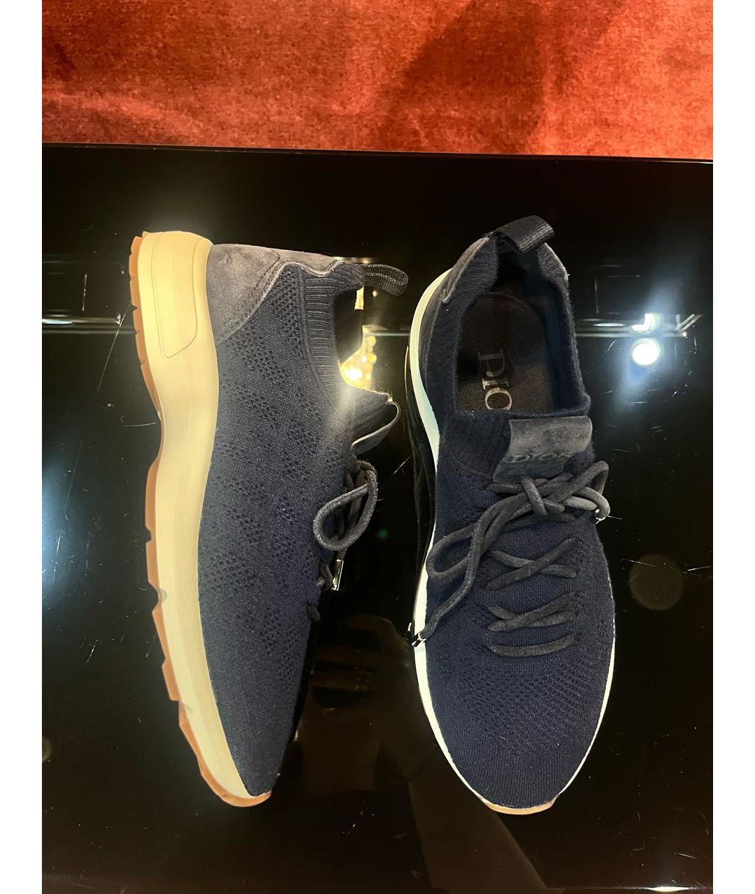 CHRISTIAN DIOR Темно-синие текстильные низкие кроссовки / кеды, фото 5