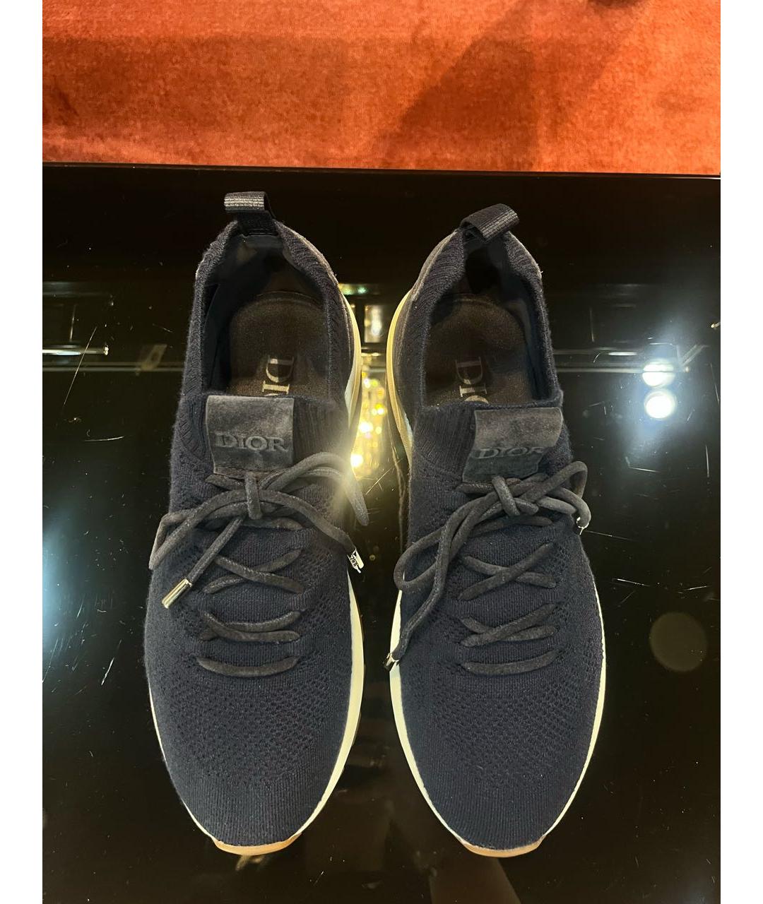 CHRISTIAN DIOR Темно-синие текстильные низкие кроссовки / кеды, фото 2