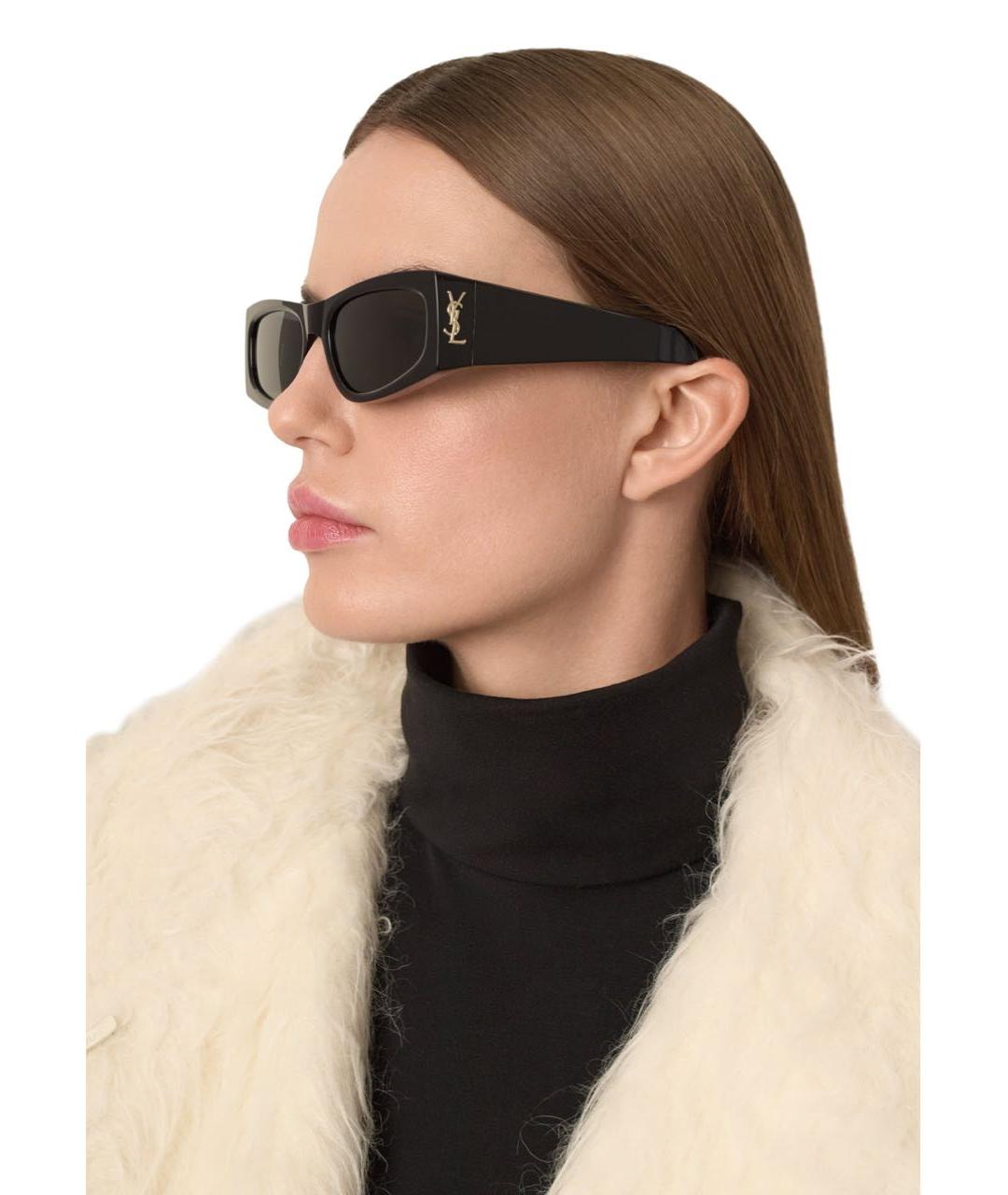 SAINT LAURENT Черные пластиковые солнцезащитные очки, фото 2