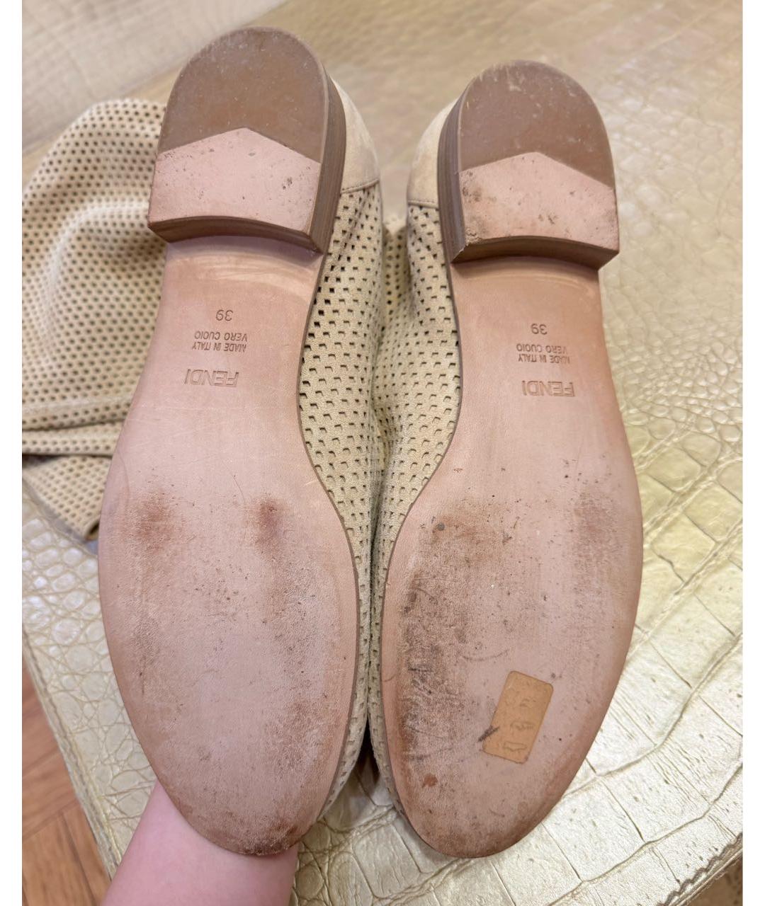 FENDI Бежевые замшевые сапоги, фото 7