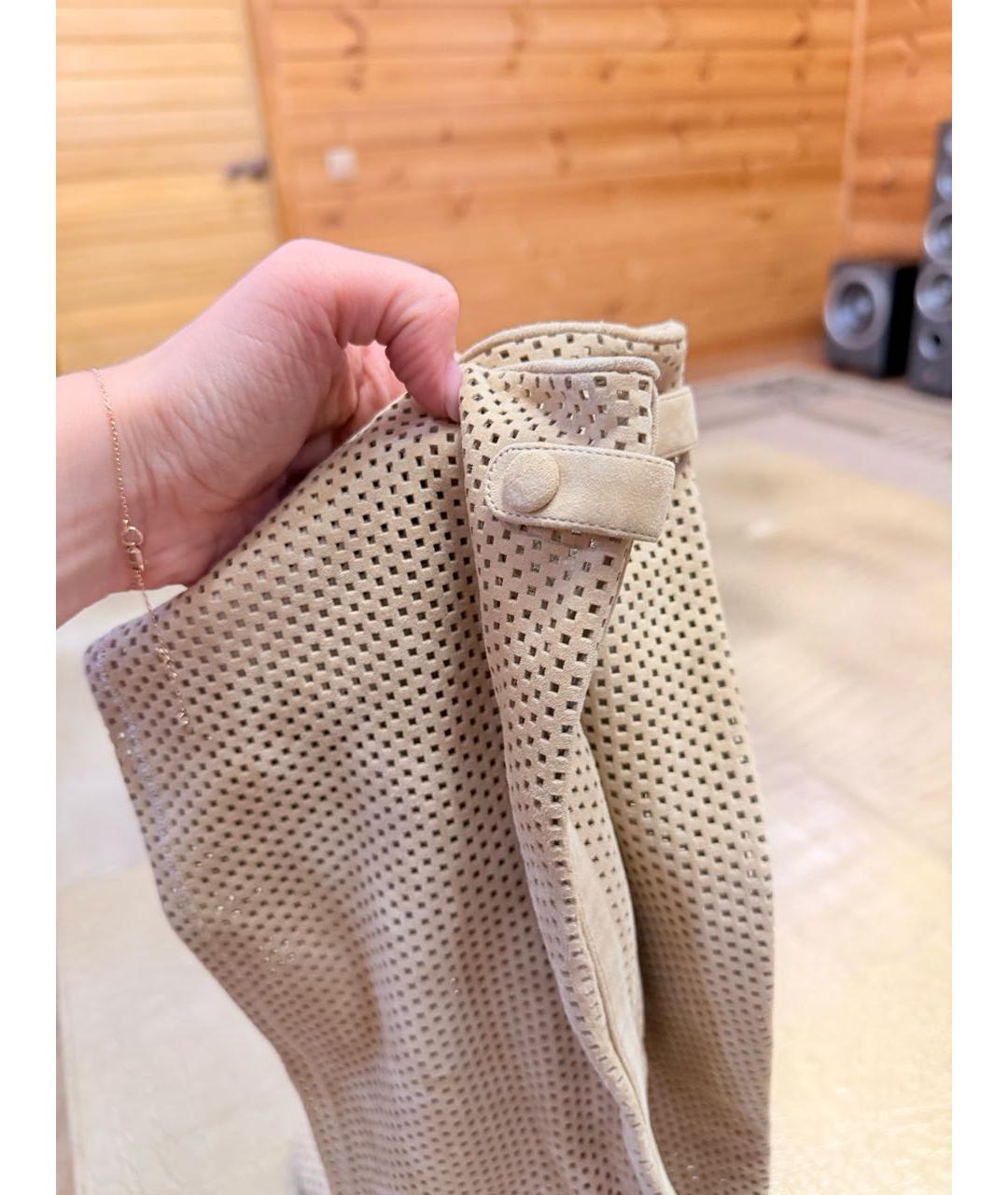 FENDI Бежевые замшевые сапоги, фото 5