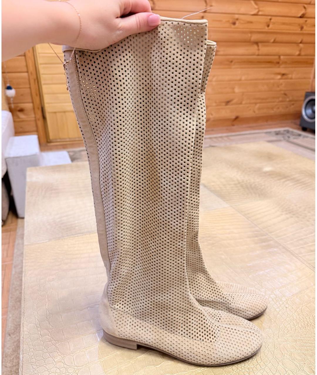 FENDI Бежевые замшевые сапоги, фото 8