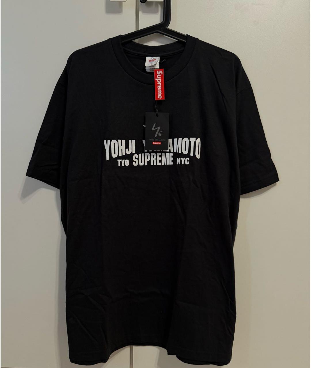 SUPREME Черная хлопковая футболка, фото 2