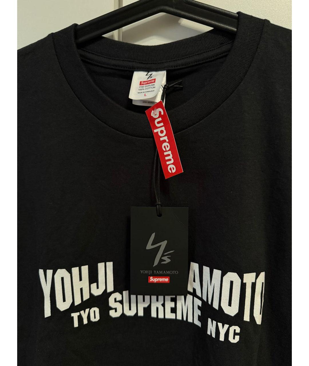 SUPREME Черная хлопковая футболка, фото 3