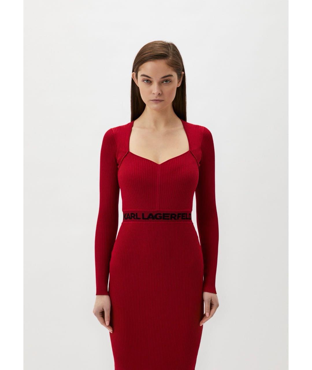 KARL LAGERFELD Красное вискозное повседневное платье, фото 7