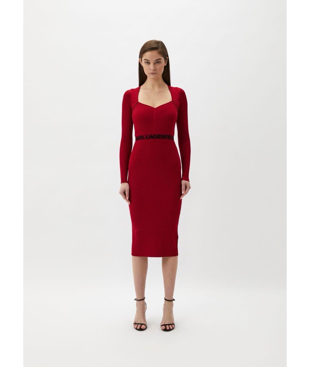 KARL LAGERFELD Красное вискозное повседневное платье, фото 5