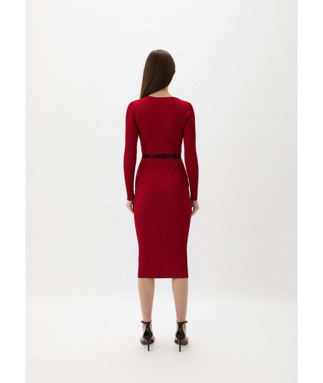 KARL LAGERFELD Красное вискозное повседневное платье, фото 6