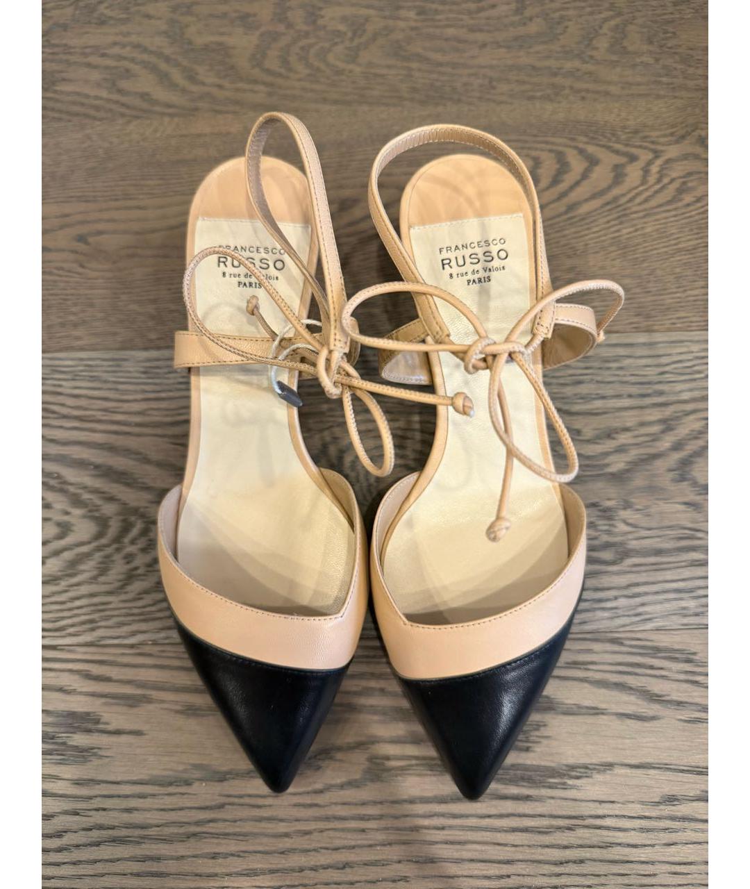 FRANCESCO RUSSO Бежевые кожаные туфли, фото 2