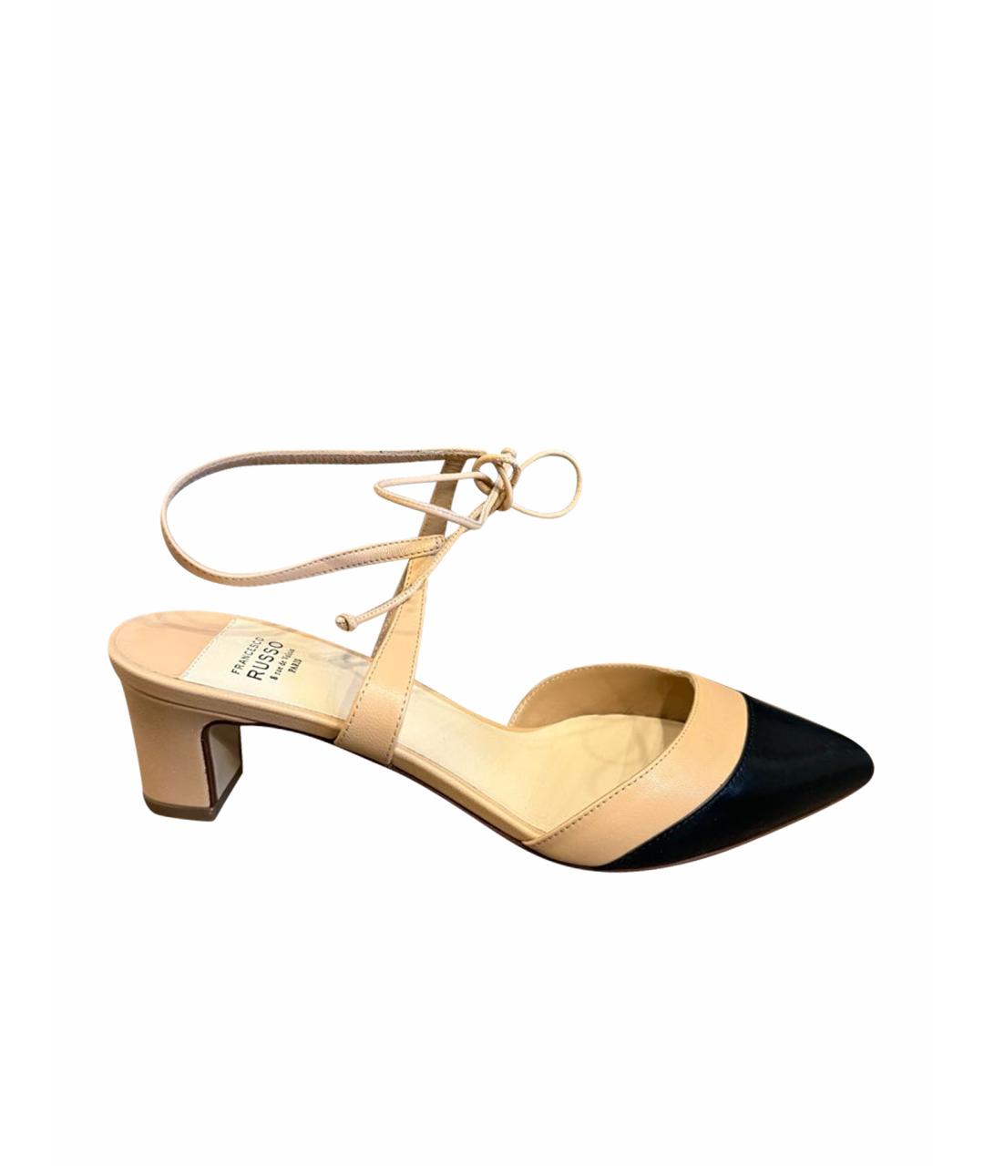 FRANCESCO RUSSO Бежевые кожаные туфли, фото 1