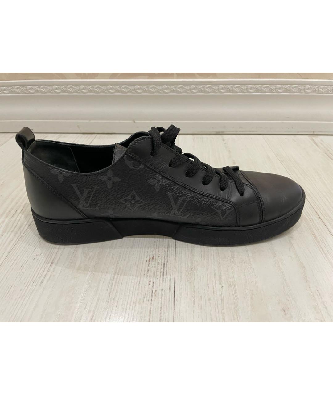 LOUIS VUITTON Черные кожаные низкие кроссовки / кеды, фото 5