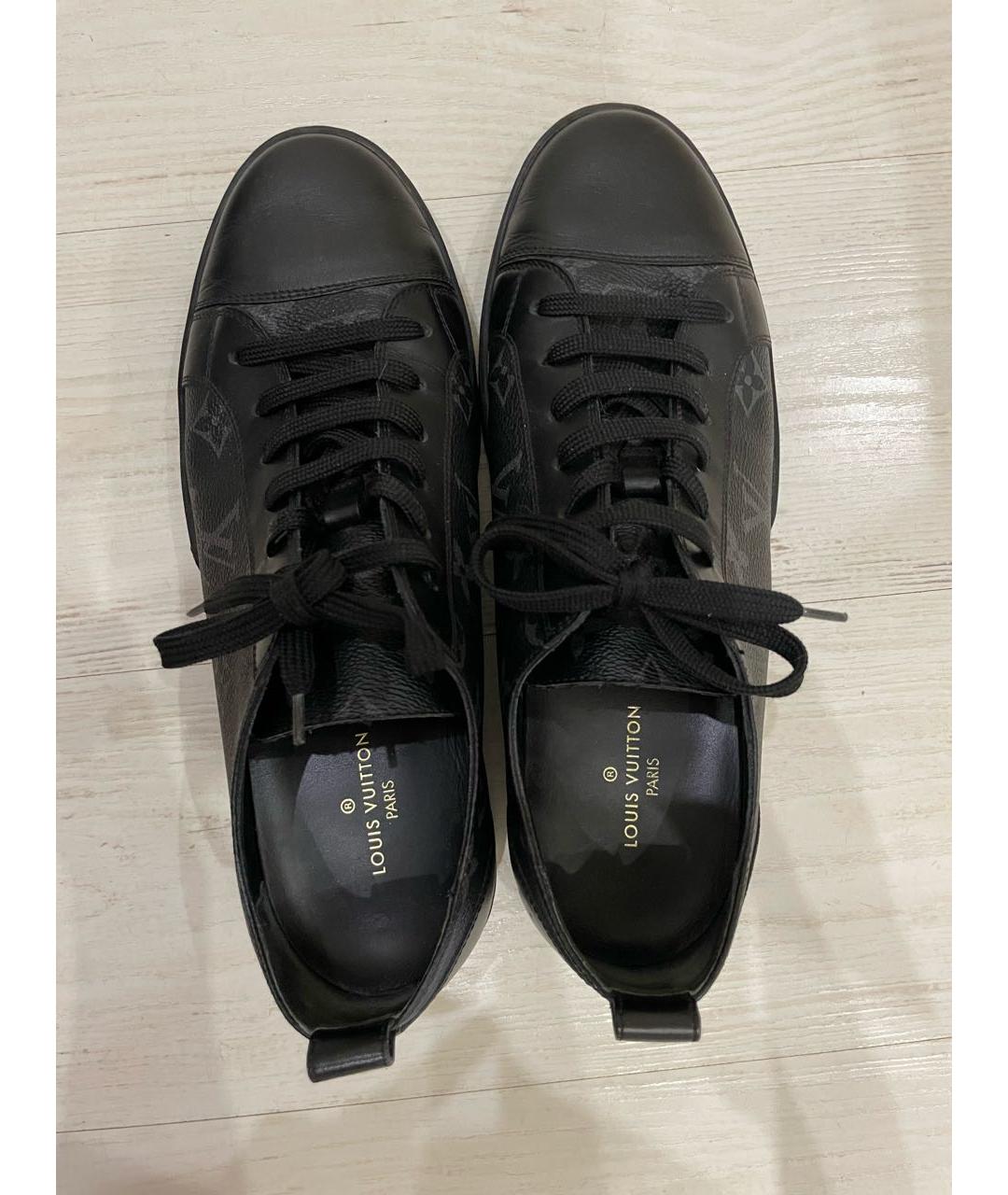 LOUIS VUITTON Черные кожаные низкие кроссовки / кеды, фото 3