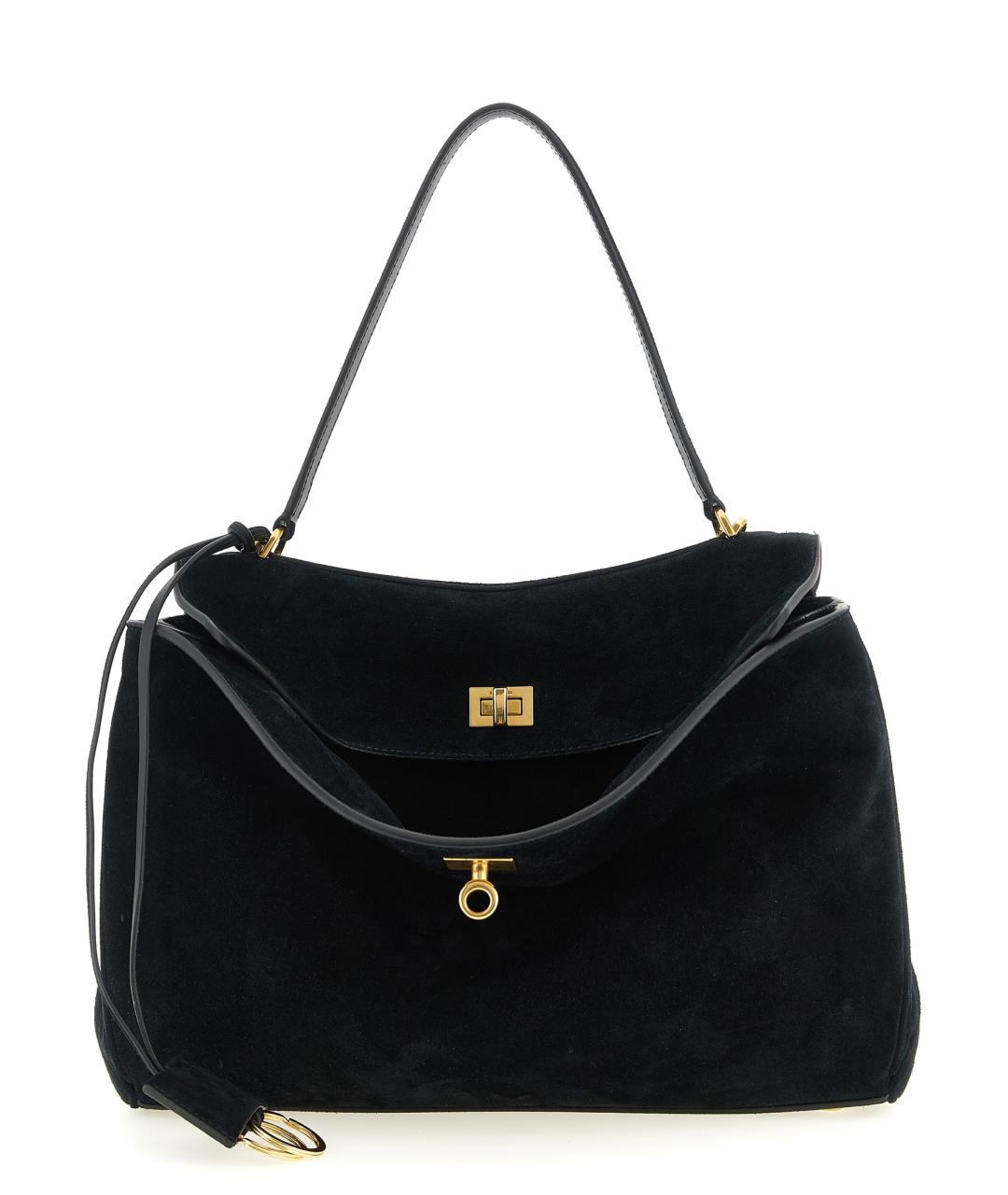 BALENCIAGA Черная замшевая сумка тоут, фото 1