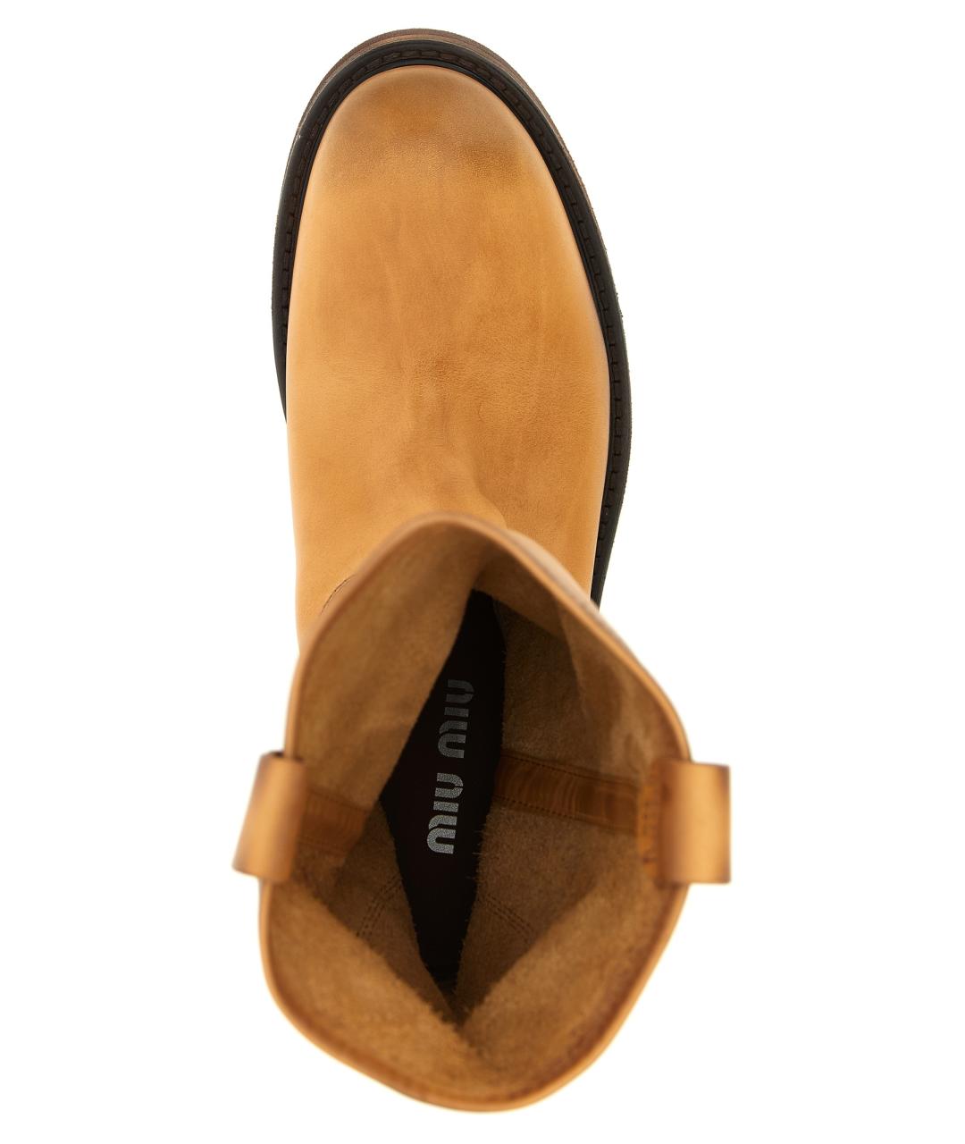 MIU MIU Бежевые кожаные ботинки, фото 4