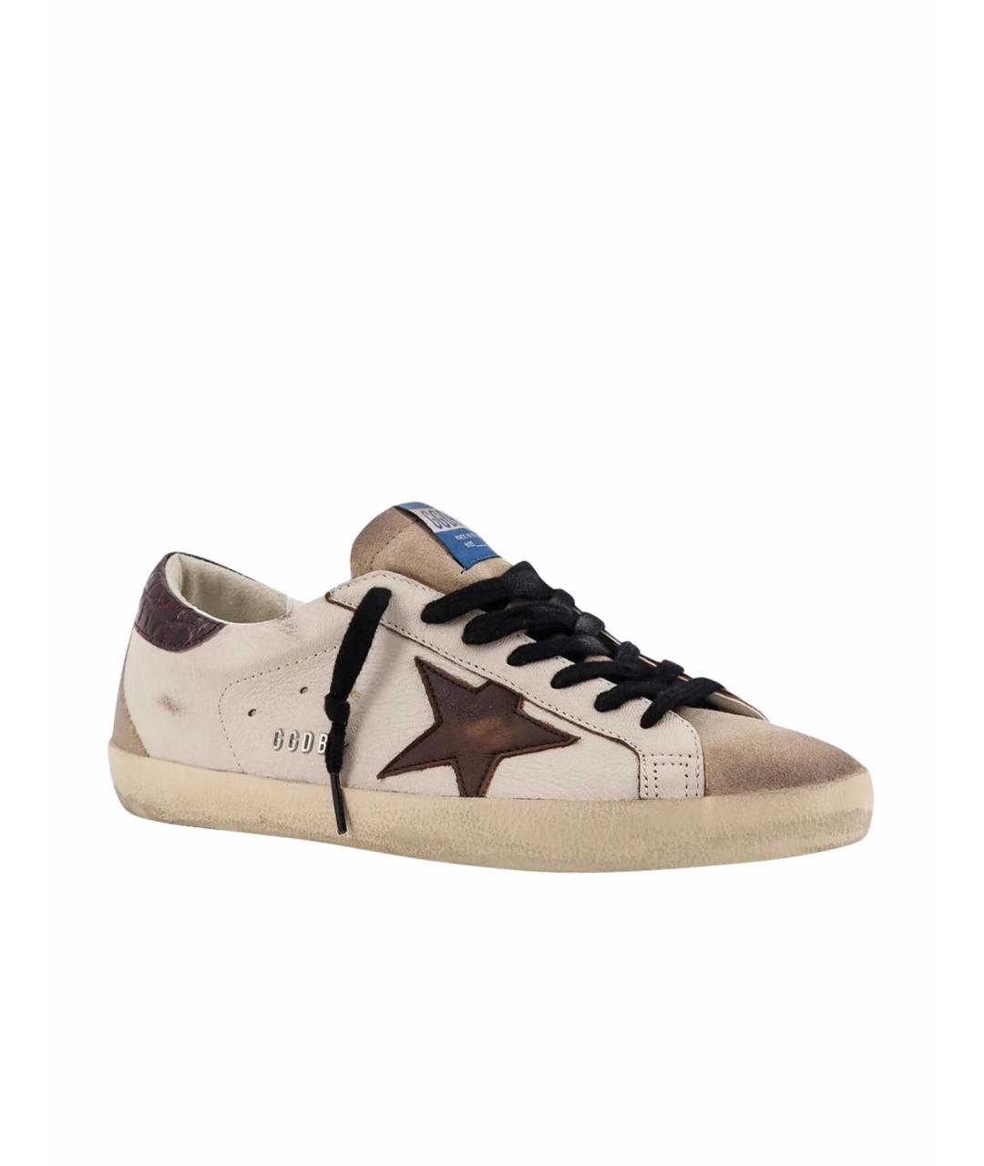 GOLDEN GOOSE DELUXE BRAND Бежевые кожаные кеды, фото 1